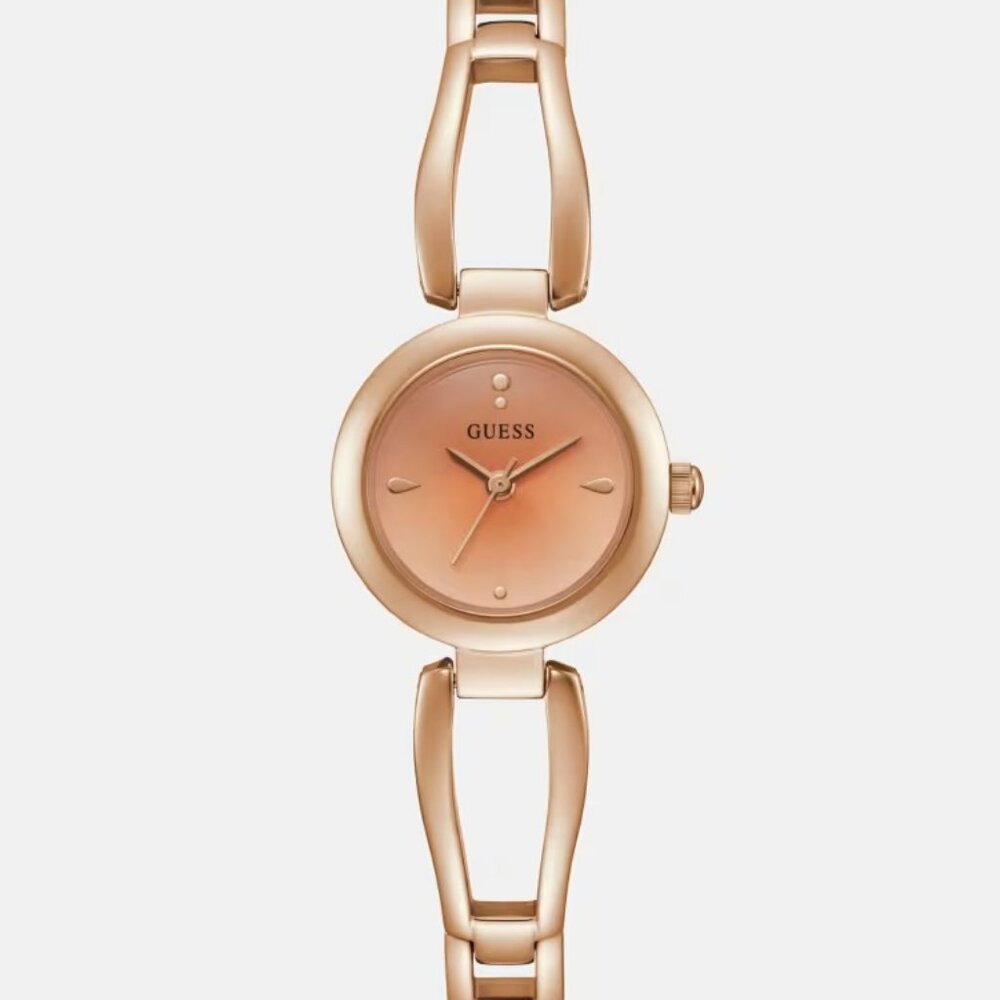 Guess Rose Gold-Tone Cutout Bracelet Analog Watch